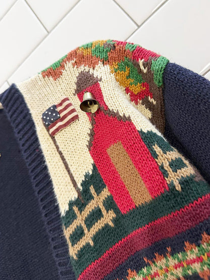 vintage susan bristol hand-embroidered school teacher knit cardigan