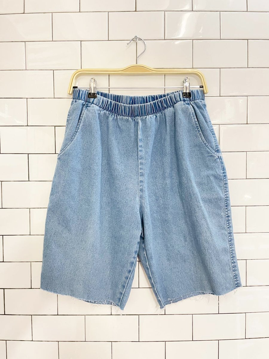 vintage 00s alia elastic waist long denim shorts - good market thrift store