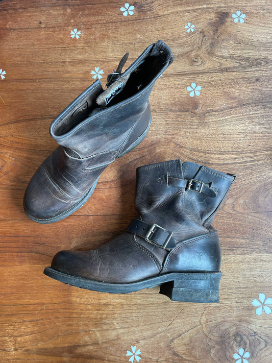 frye veronica short engineer leather boots