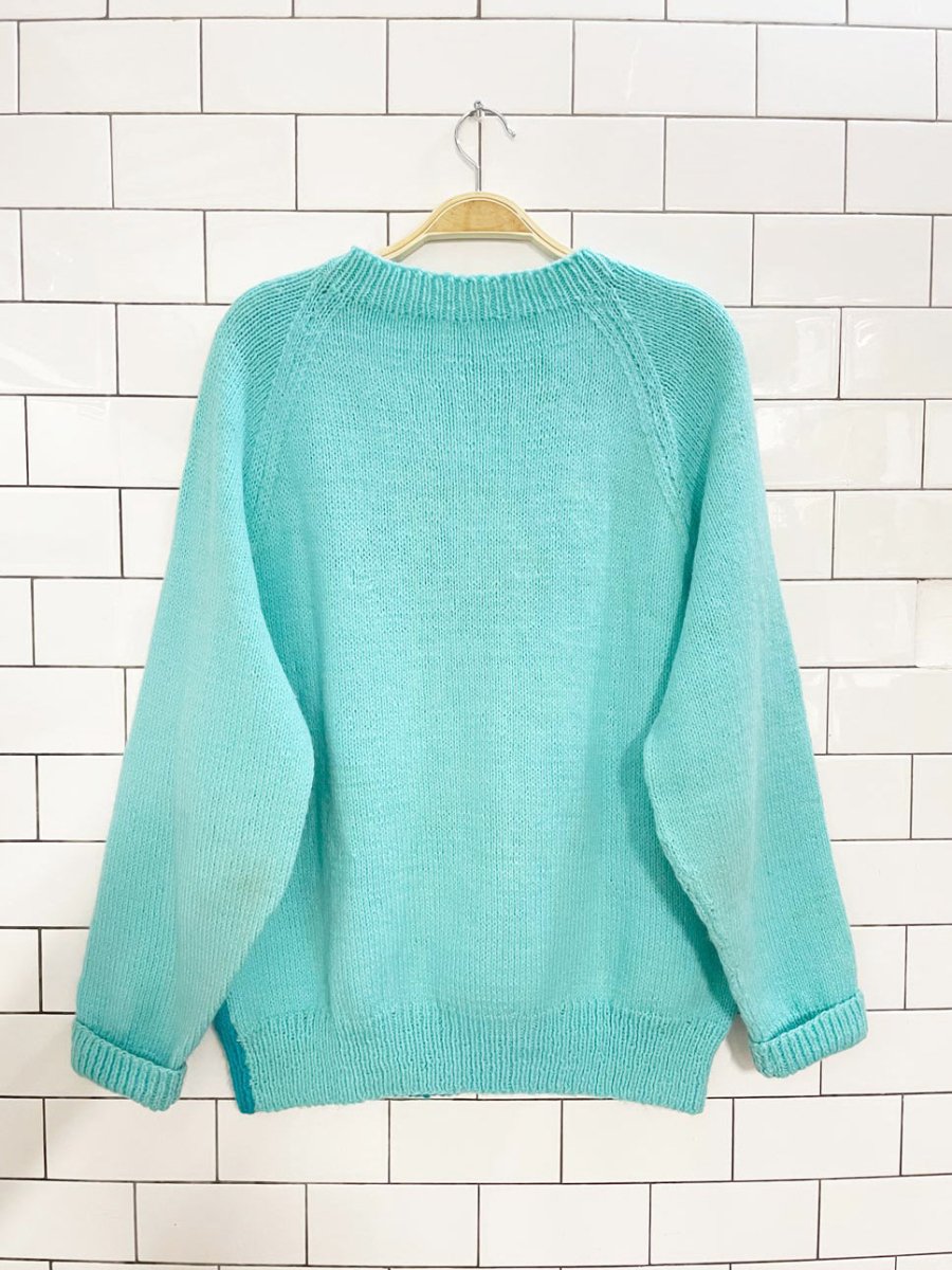 vintage hand - knit duck hunt v - neck sweater - good market thrift store