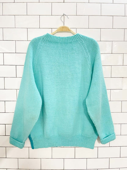 vintage hand - knit duck hunt v - neck sweater - good market thrift store