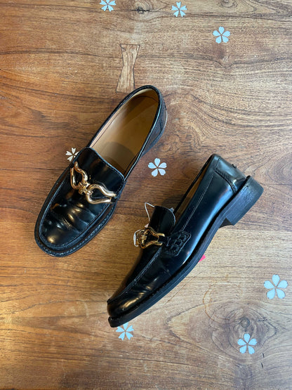 zara metal horsebit patent leather loafers