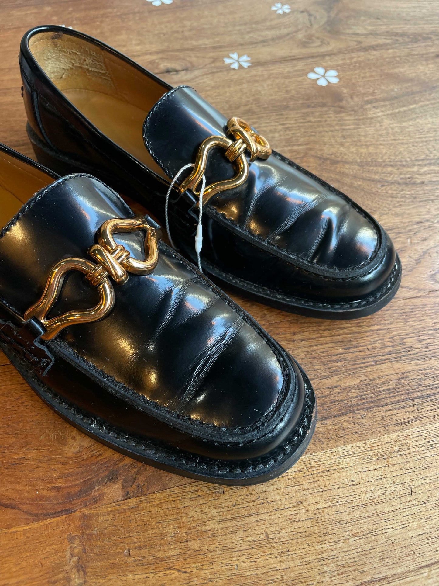 zara metal horsebit patent leather loafers