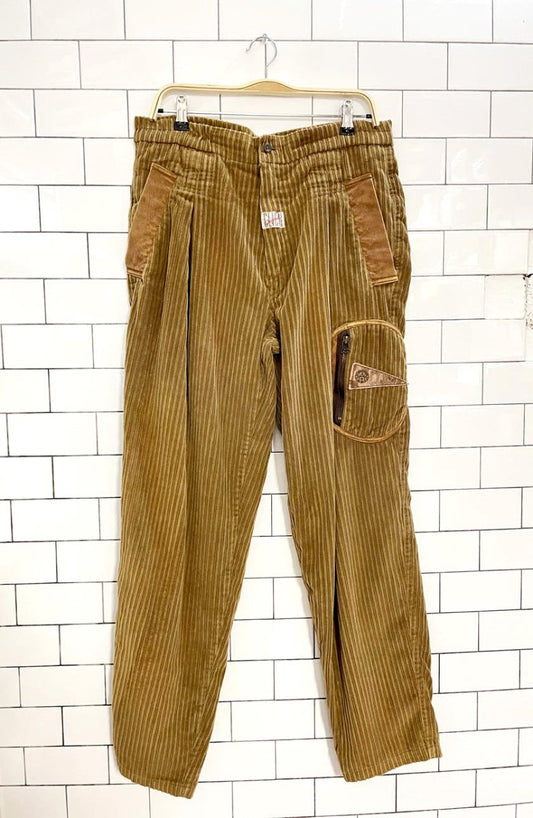 vintage 90s click original chunky cord pleated baggy pants | model depose | made in morocco - good market thrift store