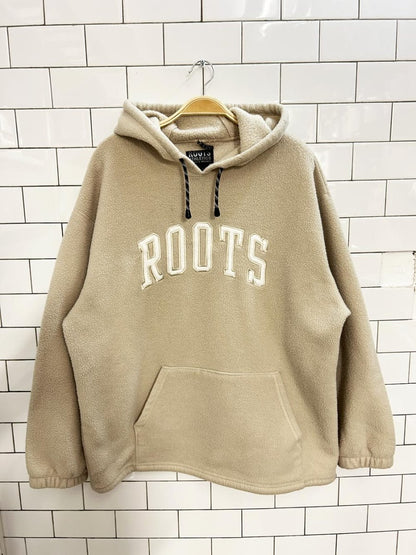 vintage 00s roots oversized cozy fleece hoodie - good market thrift store