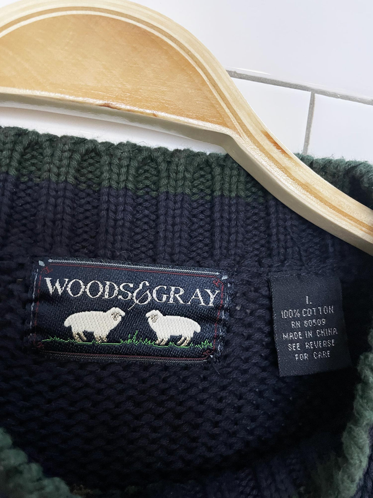 vintage woods & gray heavy knit argyle sweater