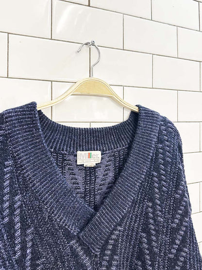 vintage 80s miller oversized wool - blend knit dad sweater - good market thrift store
