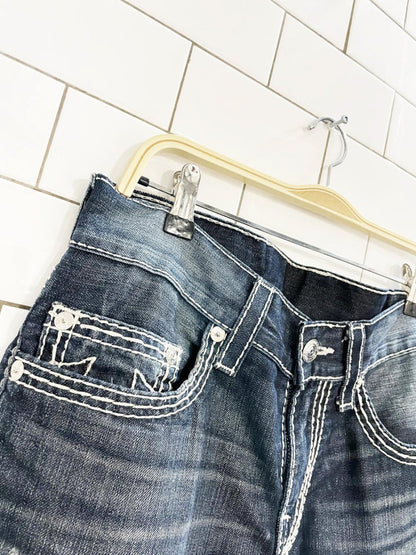 y2k true religion big T super T straight contrast stitch jeans - good market thrift store