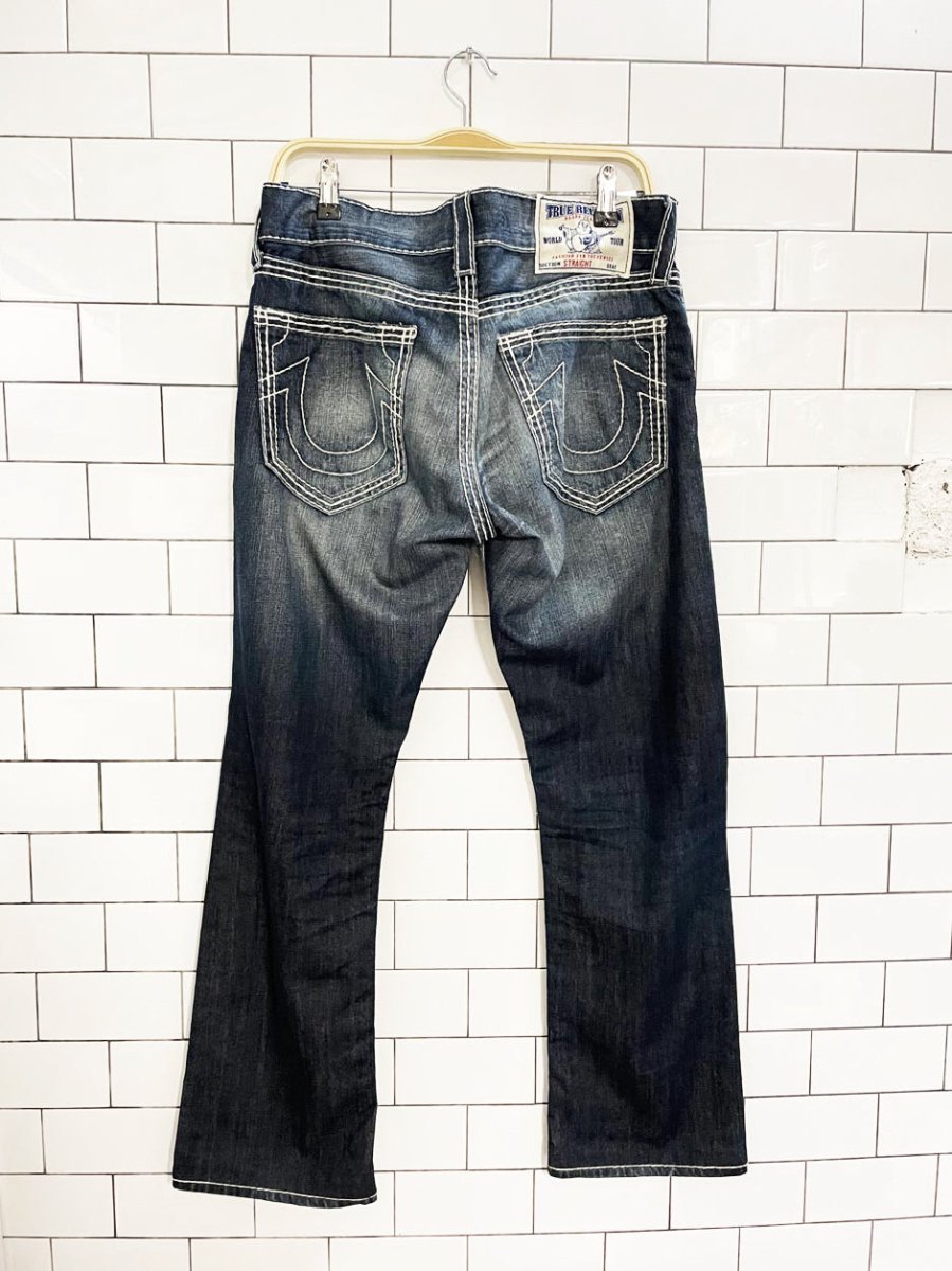 y2k true religion big T super T straight contrast stitch jeans - good market thrift store