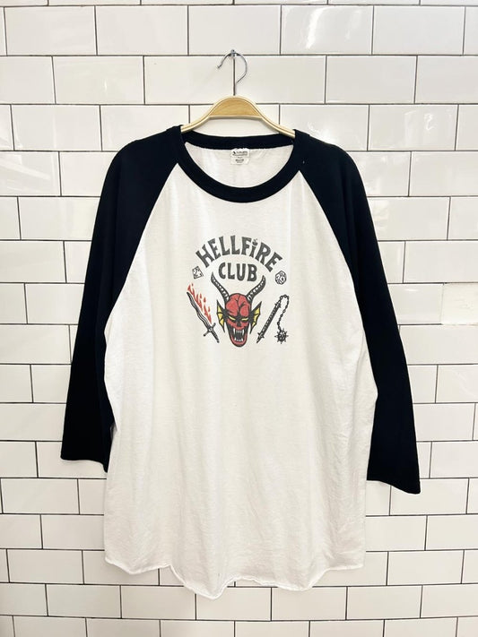 stranger things hellfire club oversized baseball tee - good market thrift store