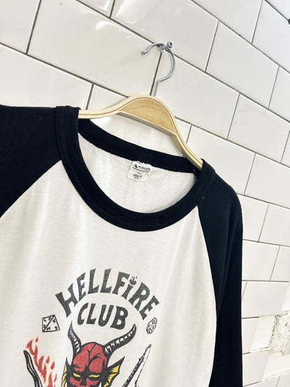 stranger things hellfire club oversized baseball tee - good market thrift store