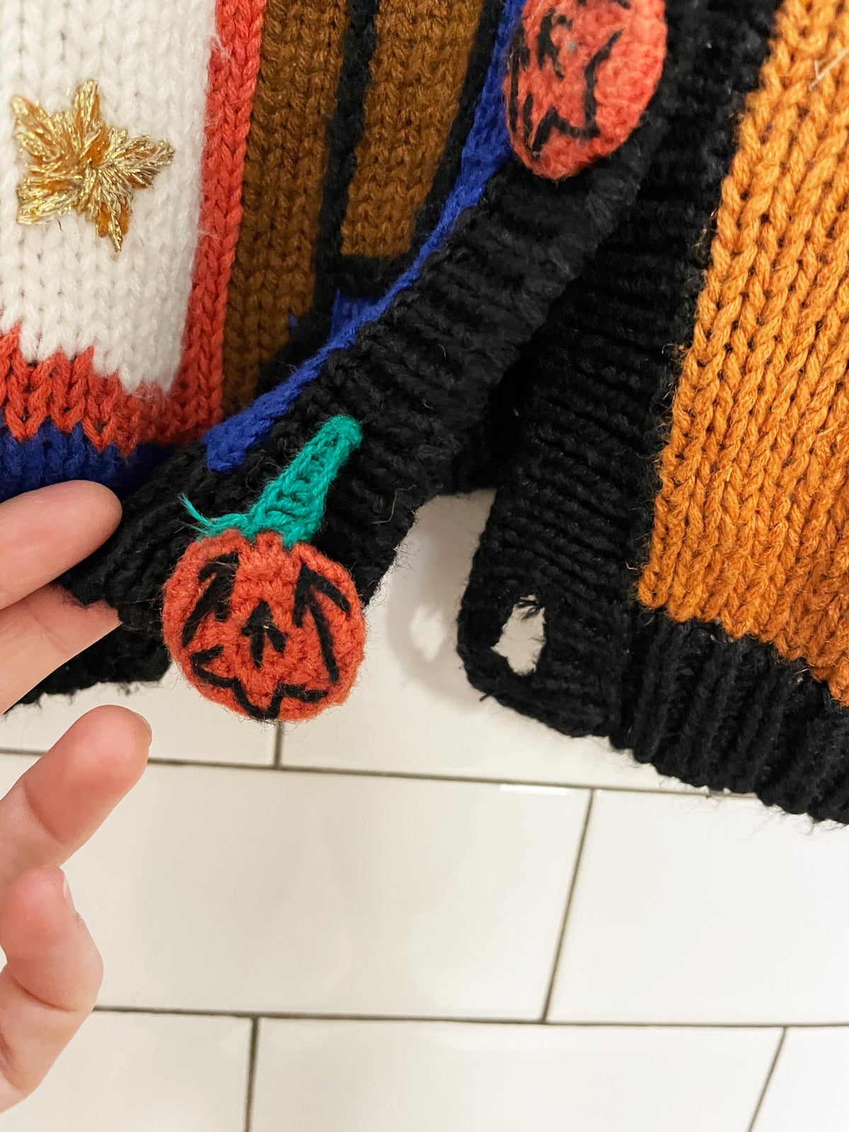 vintage spice of life ramie-blend knit halloween trick or treat vest