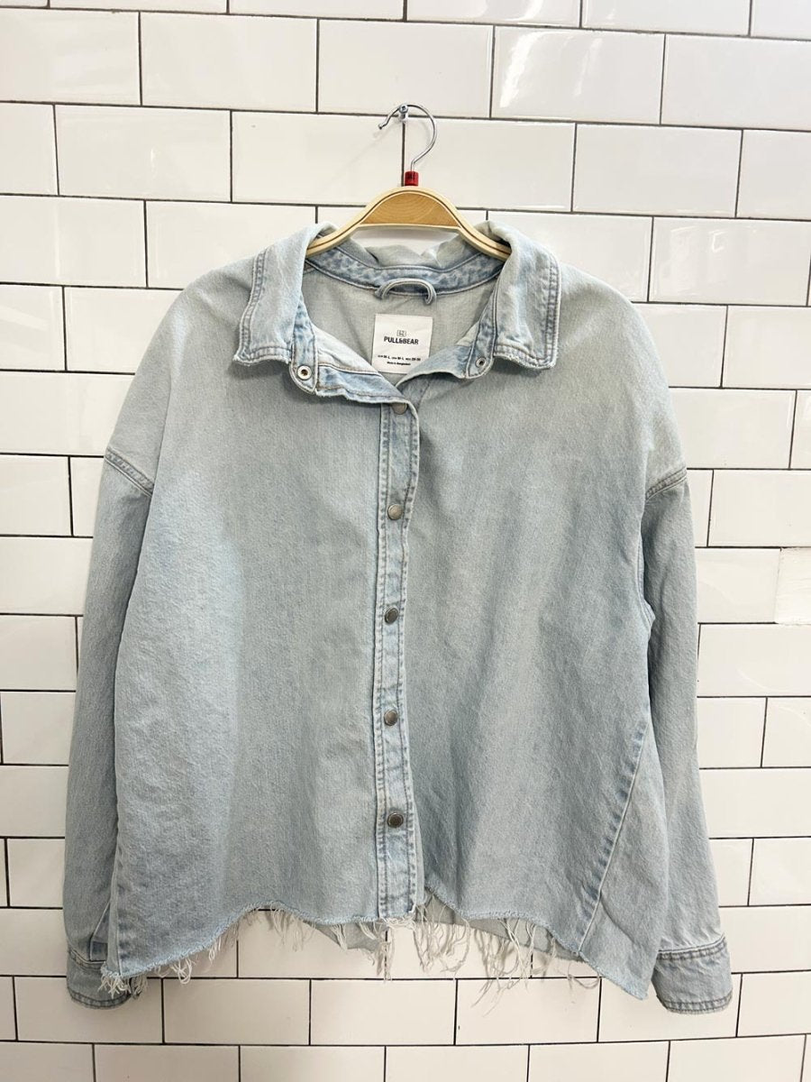 pull & bear oversized crop denim shirt jacket - good market thrift store