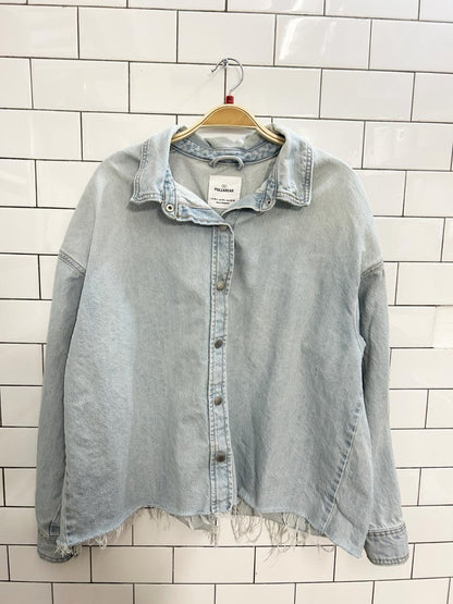 pull & bear oversized crop denim shirt jacket - good market thrift store