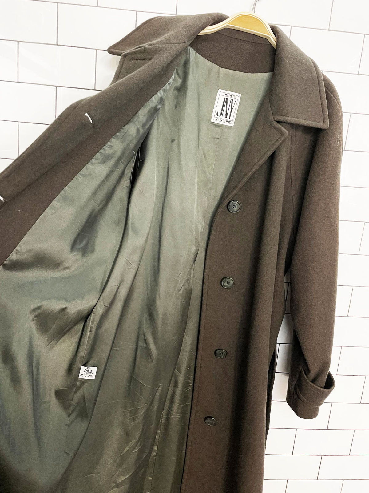 vintage 90s jones new york 100% wool belted long coat