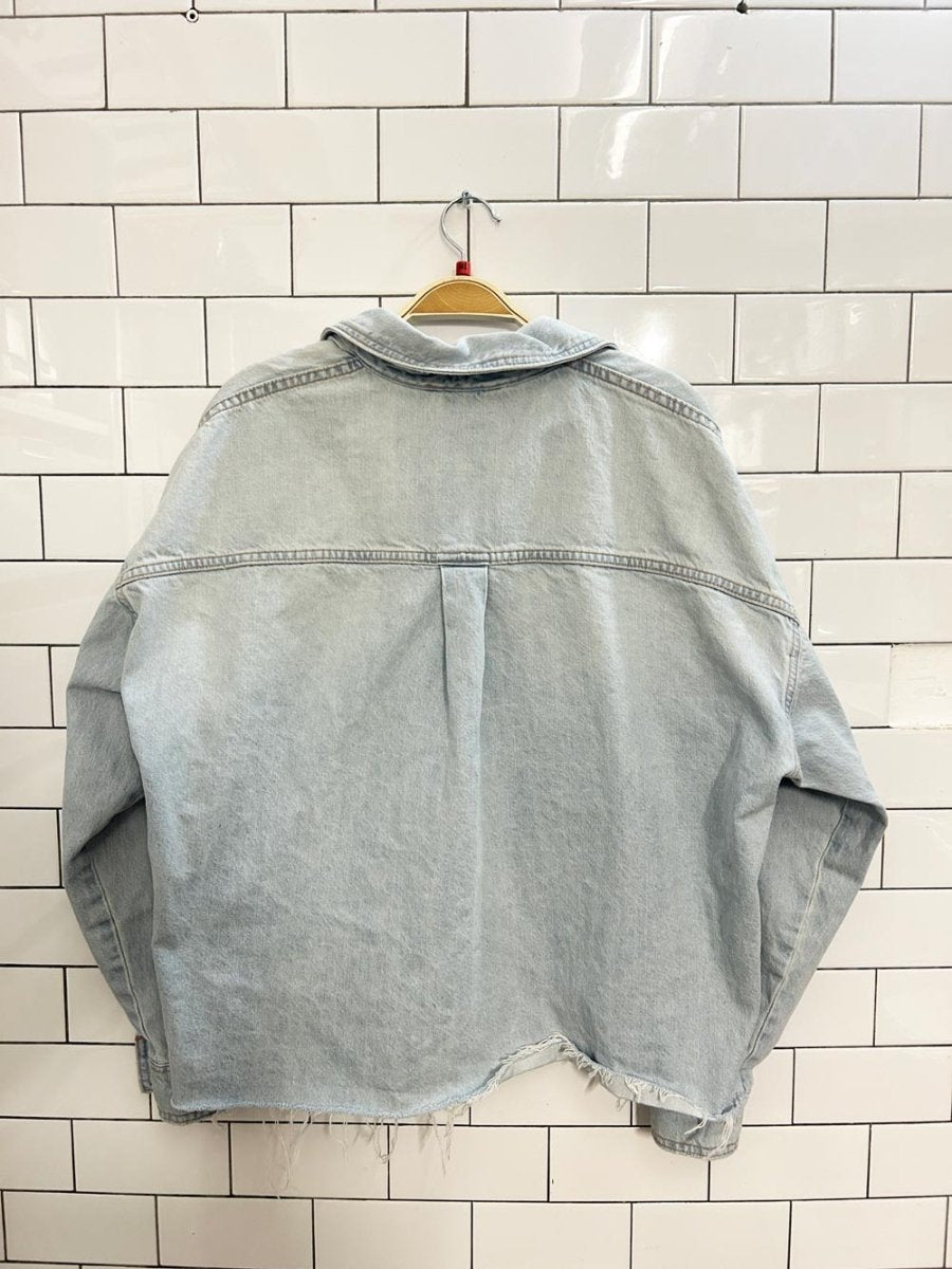 pull & bear oversized crop denim shirt jacket - good market thrift store