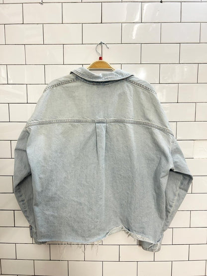 pull & bear oversized crop denim shirt jacket - good market thrift store