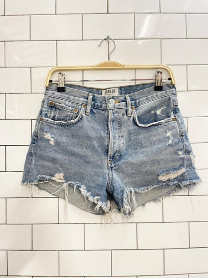 agolde high rise button fly cut off denim shorts - good market thrift store