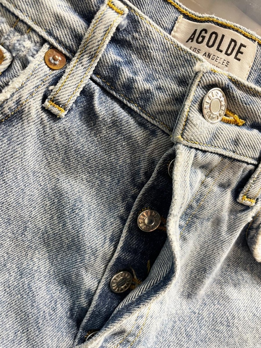 agolde high rise button fly cut off denim shorts - good market thrift store