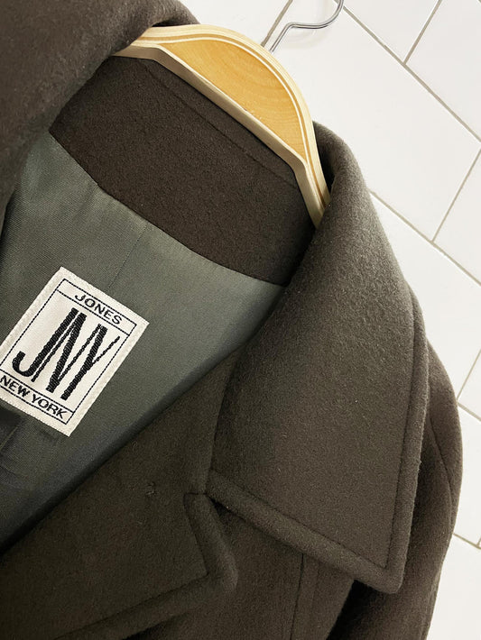 vintage 90s jones new york 100% wool belted long coat