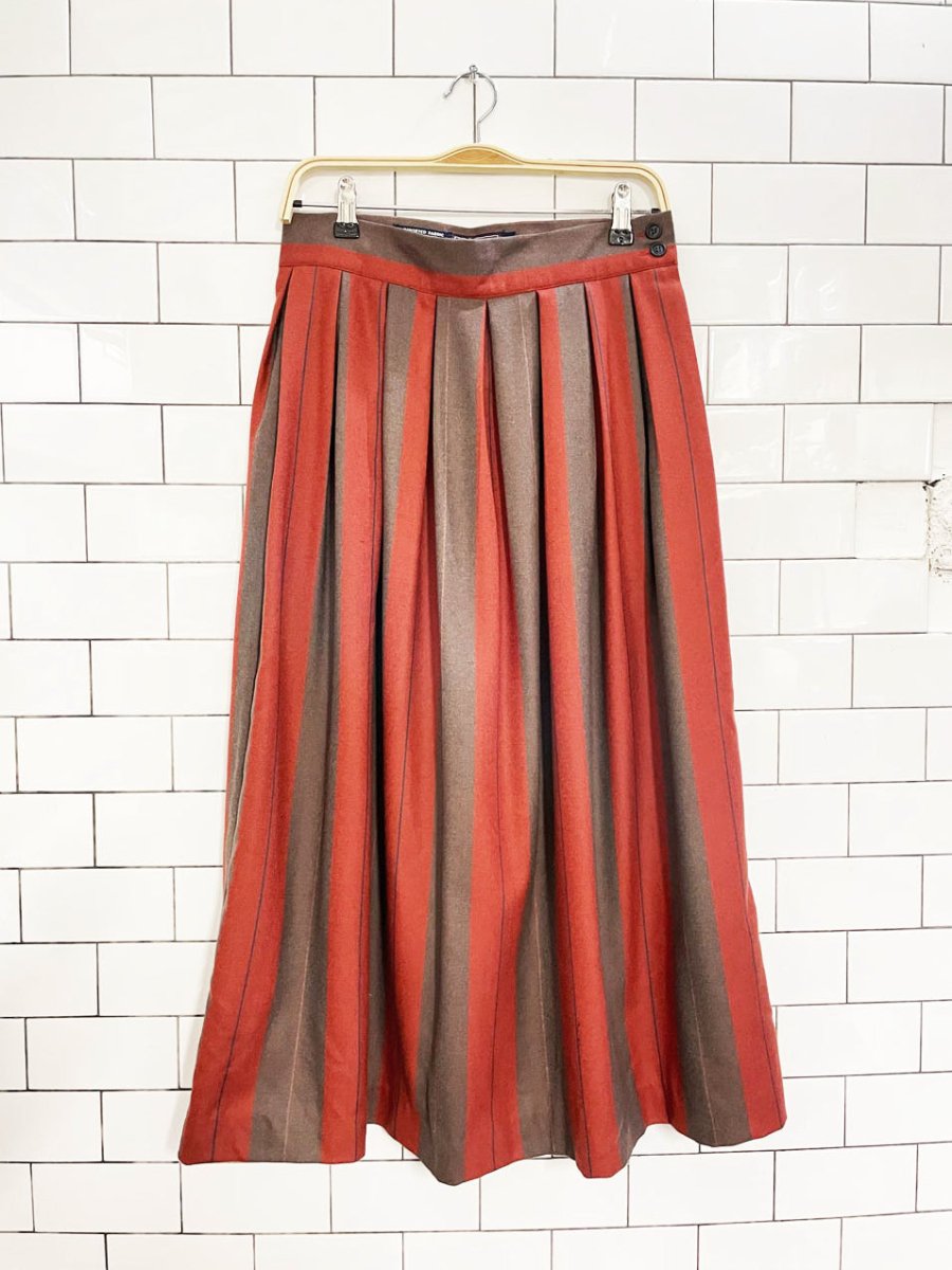 vintage hathaway 100% wool pleated big stripe midi skirt - good market thrift store