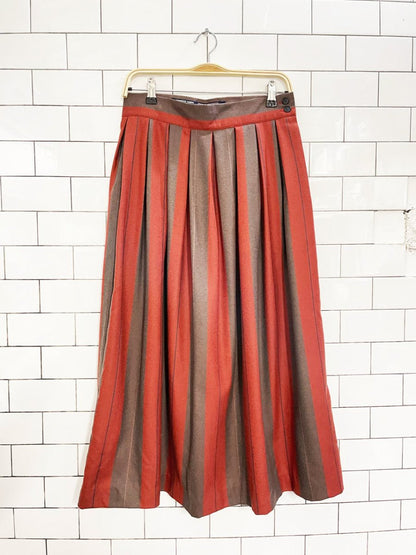 vintage hathaway 100% wool pleated big stripe midi skirt - good market thrift store