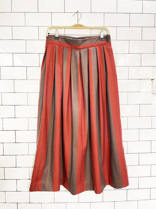 vintage hathaway 100% wool pleated big stripe midi skirt - good market thrift store
