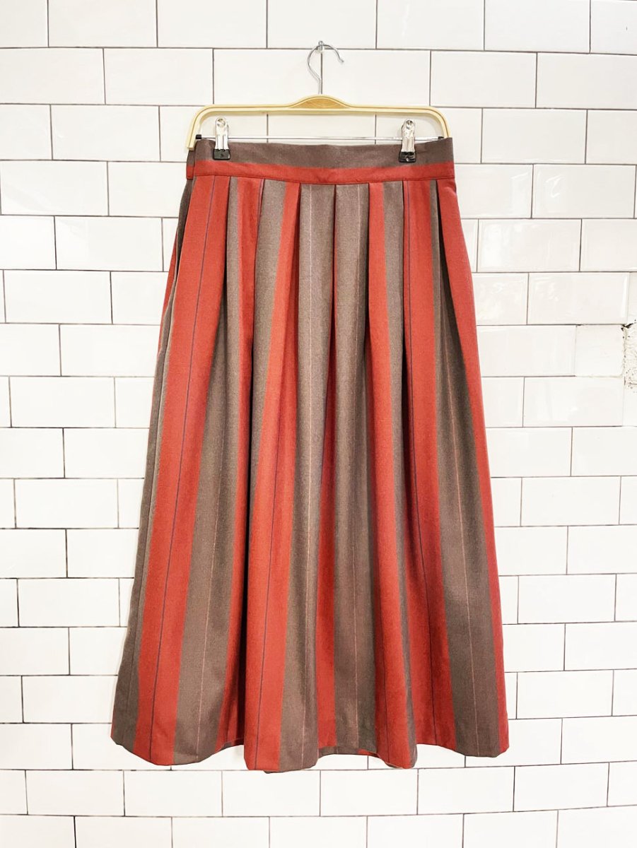vintage hathaway 100% wool pleated big stripe midi skirt - good market thrift store