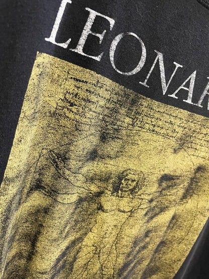 vintage 90s leonardo da vinci vitruvian man art faded distressed tee - good market thrift store