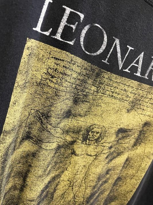 vintage 90s leonardo da vinci vitruvian man art faded distressed tee - good market thrift store