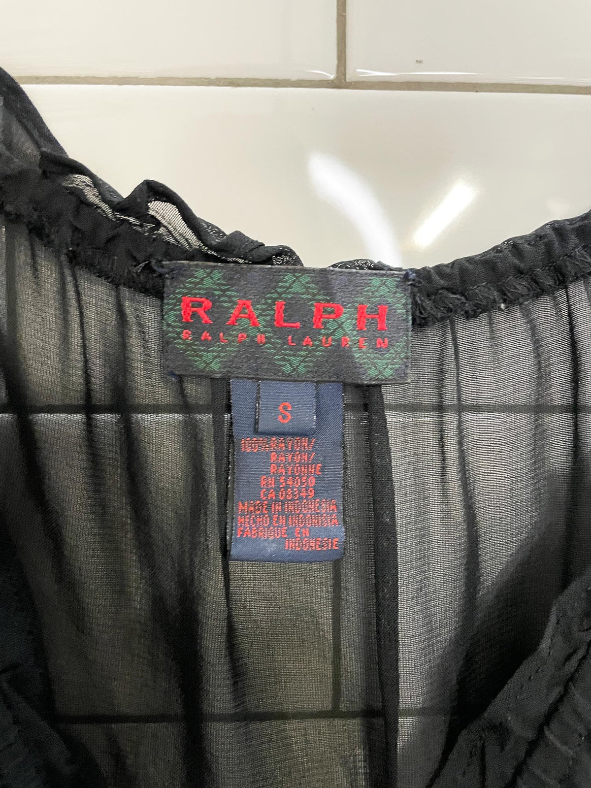 y2k ralph lauren chiffon boho peasant blouse with smocked waist