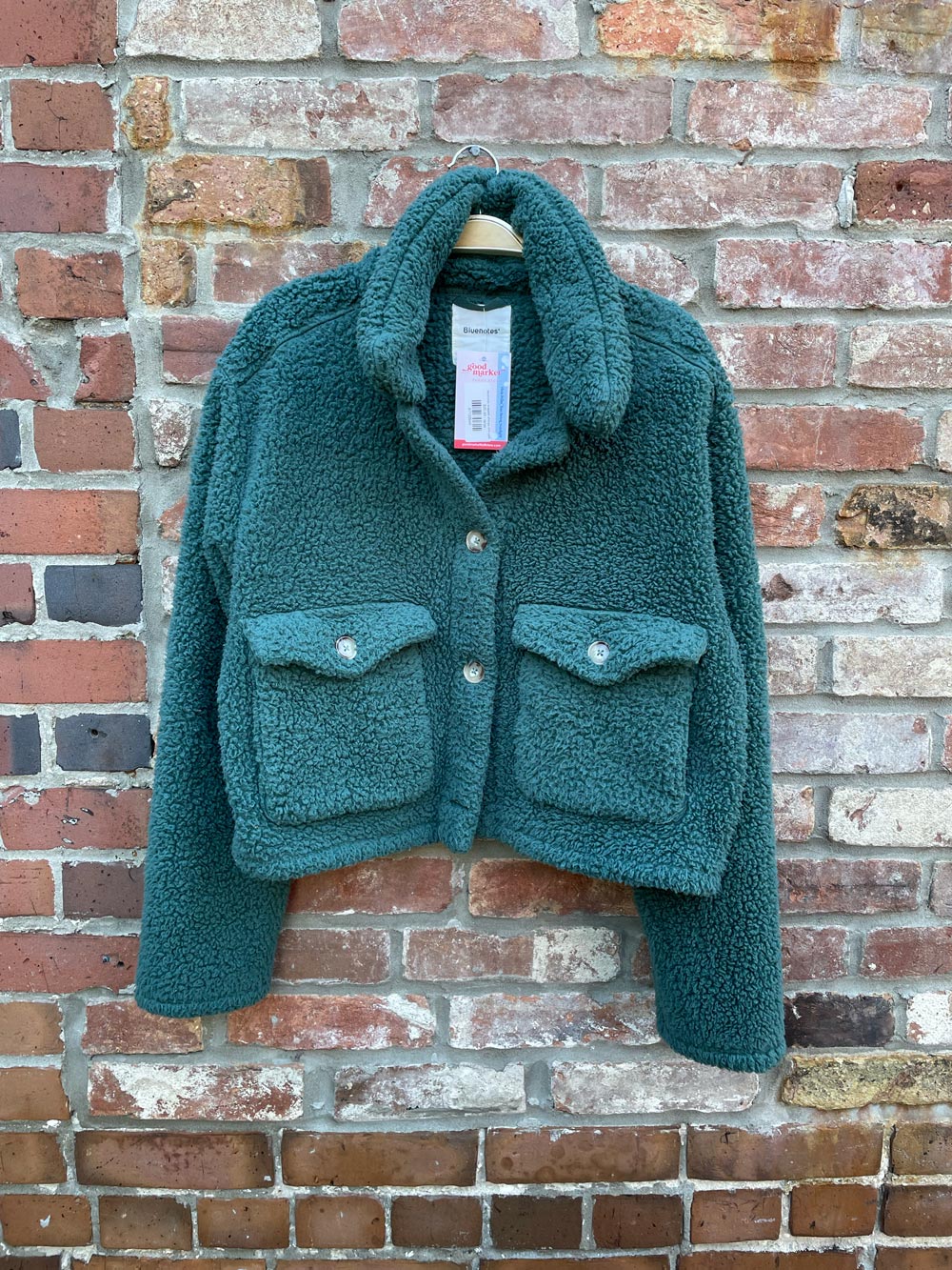 bluenotes cropped sherpa shirt jacket