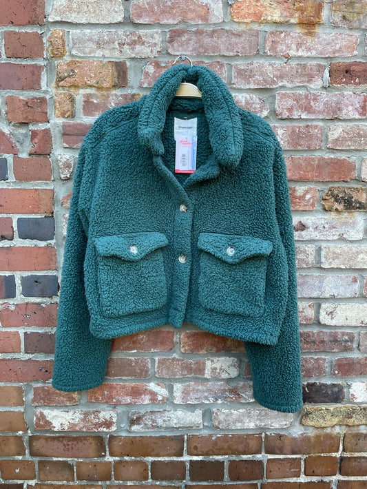 bluenotes cropped sherpa shirt jacket