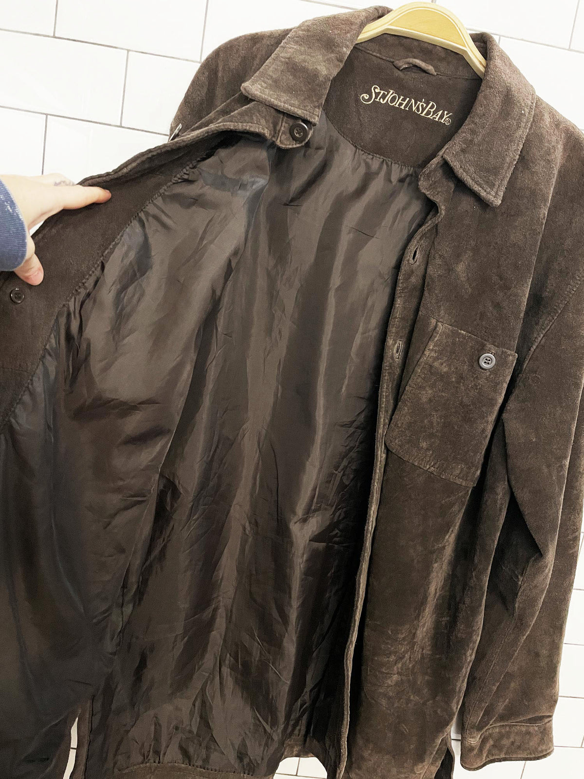 vintage st johns bay soft suede full button shirt jacket | leather
