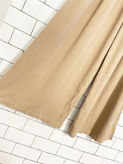 linen - blend smocked waist pleated wide leg pants - good market thrift store