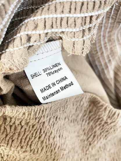 linen - blend smocked waist pleated wide leg pants - good market thrift store