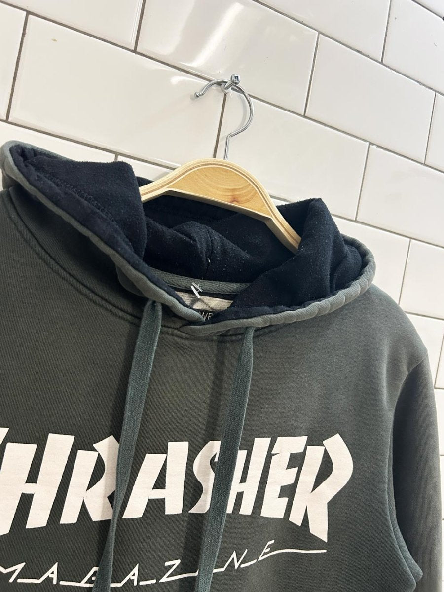 vintage 90s AA hardware x thrasher lined hoodie - good market thrift store