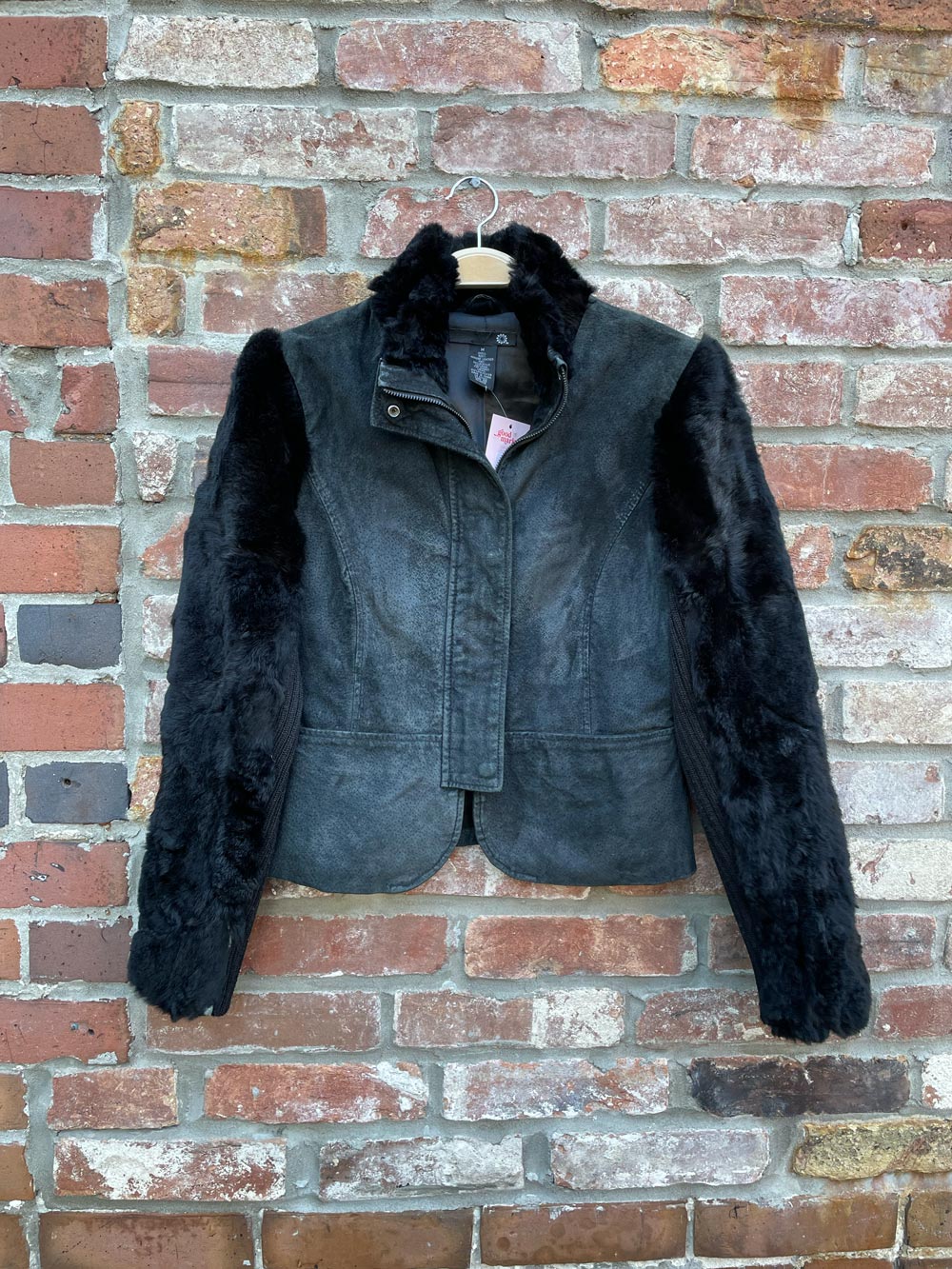 vintage rabbit fur suede wool jacket