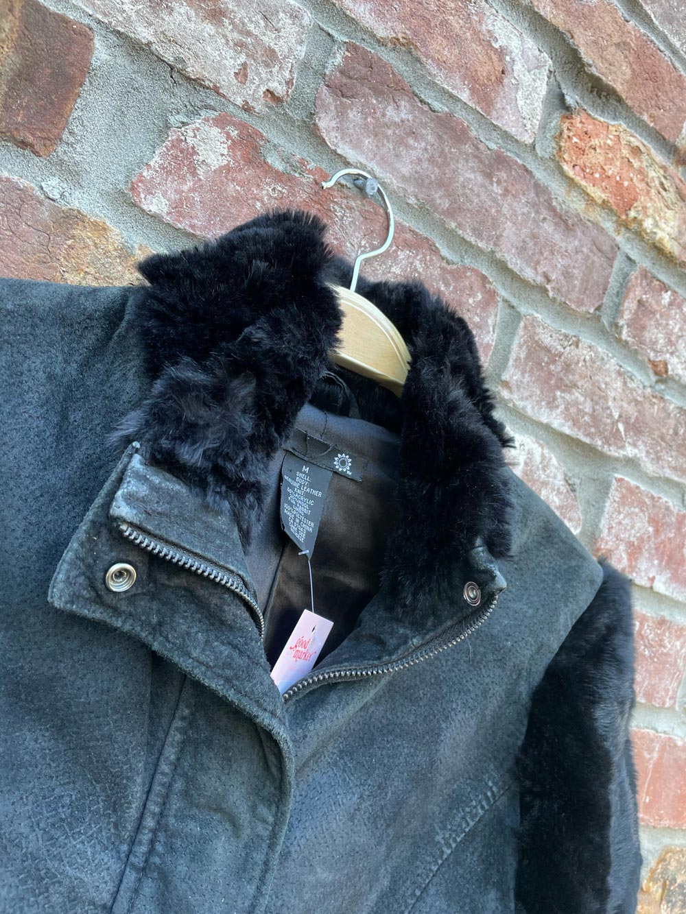 vintage rabbit fur suede wool jacket