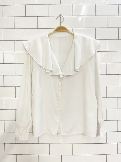 vintage 90s big collar white blouse - good market thrift store