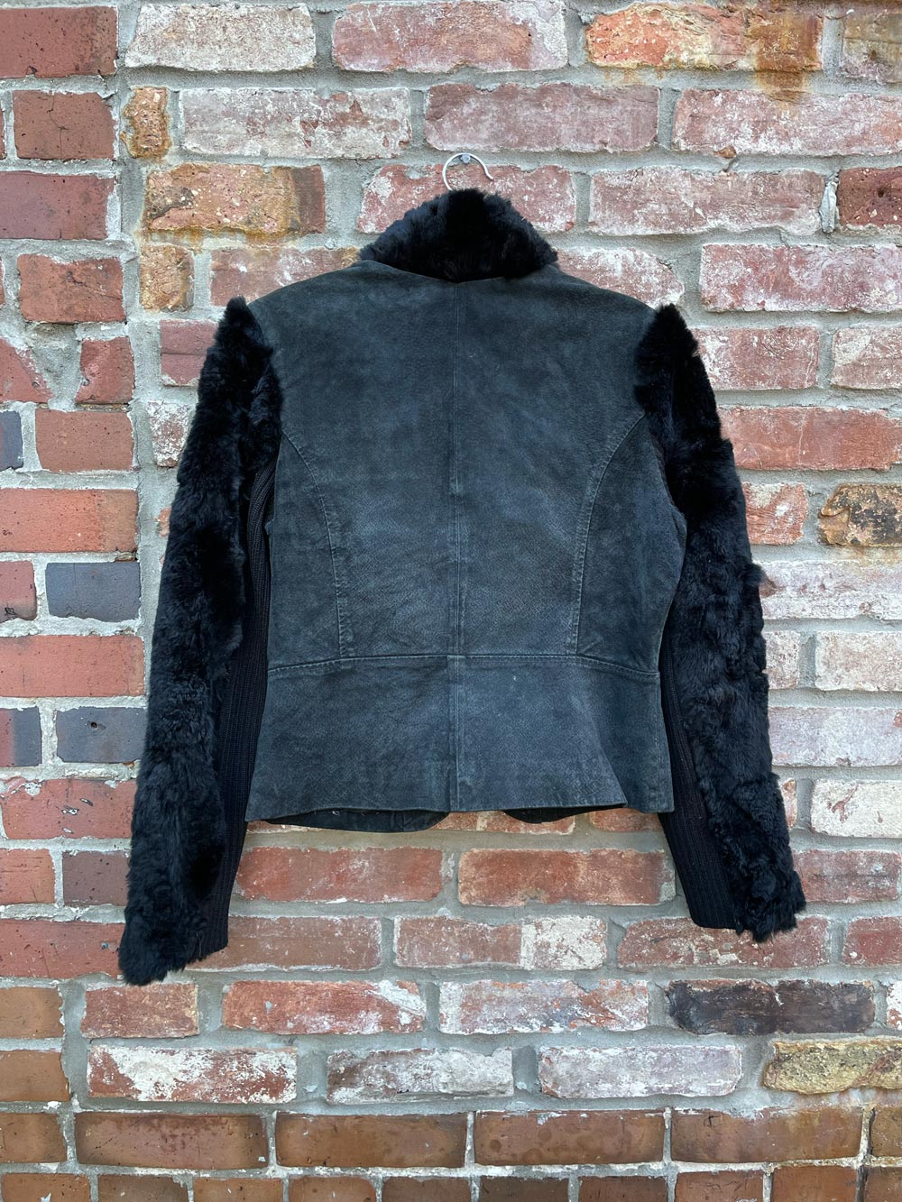 vintage rabbit fur suede wool jacket