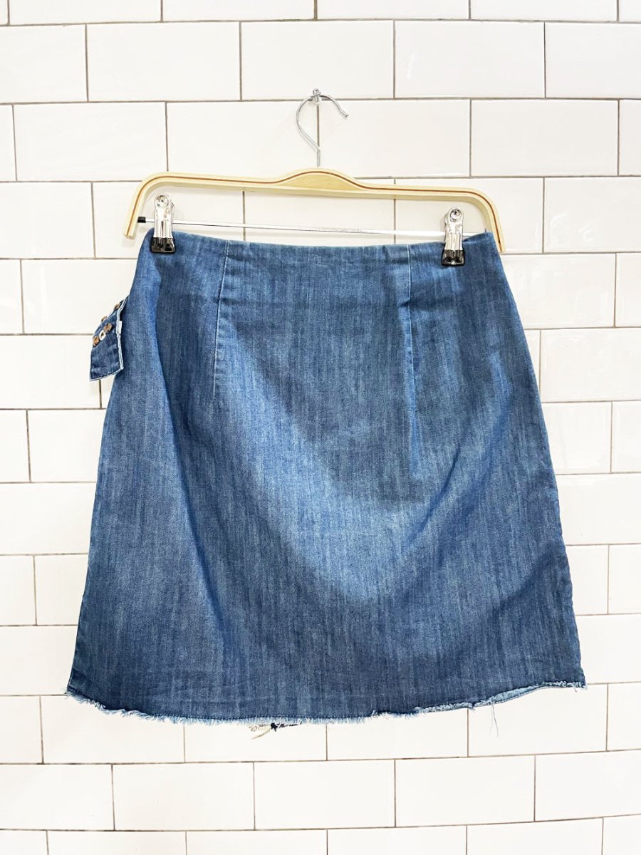 desigual boho patchwork wrap embroidered denim mini skirt - good market thrift store