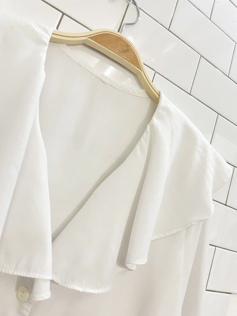 vintage 90s big collar white blouse - good market thrift store