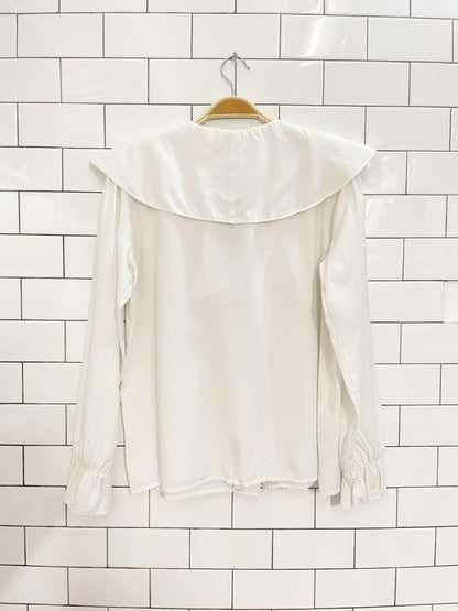 vintage 90s big collar white blouse - good market thrift store