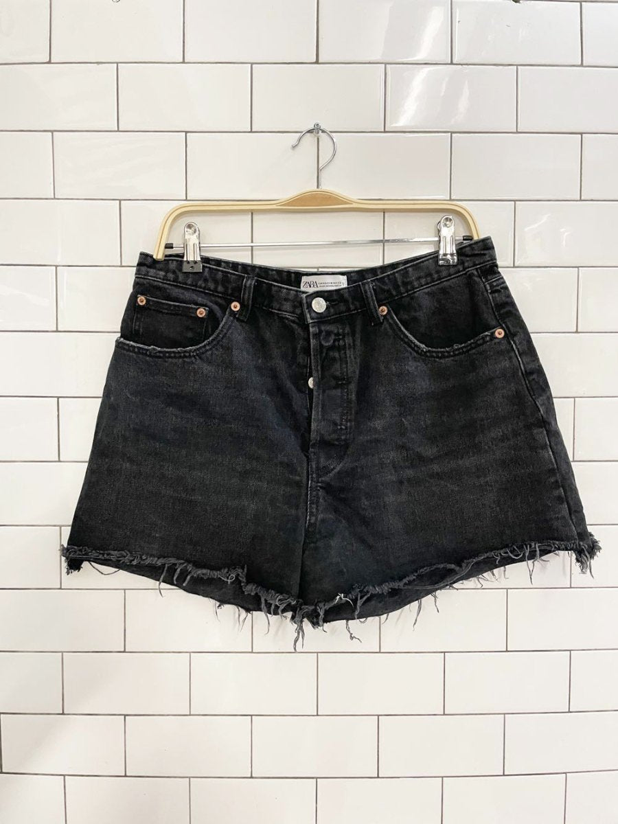 zara high rise button fly cut off denim shorts - good market thrift store