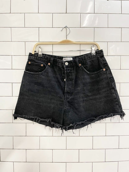 zara high rise button fly cut off denim shorts - good market thrift store