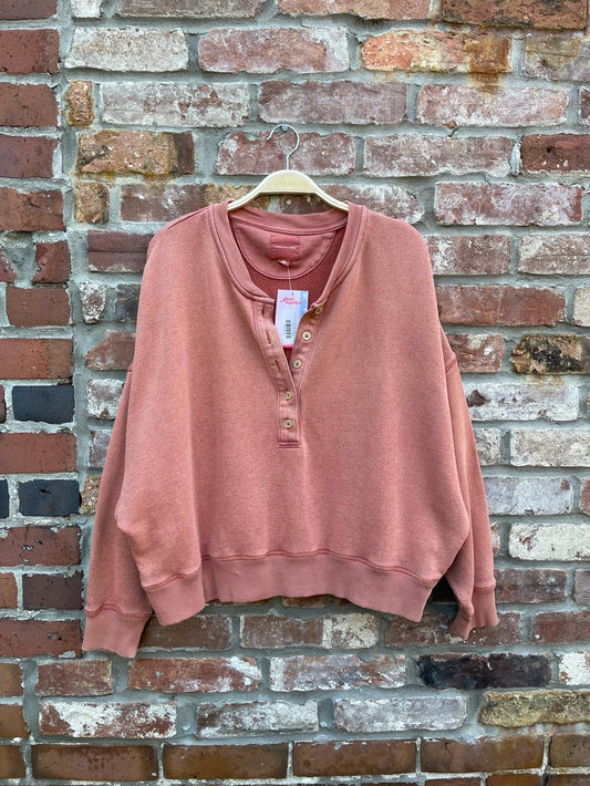 ae oversized 1/2 button sweatshirt