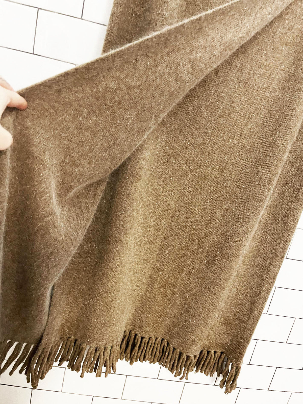 vintage charter collection lambswool-angora fringe wrap maxi skirt