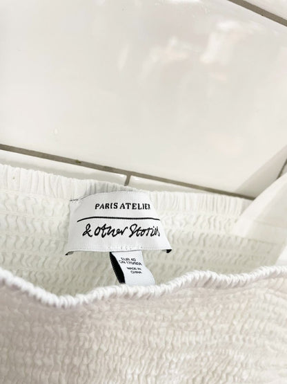 & other stories tie shoulder floral applique smocked top | UO - good market thrift store