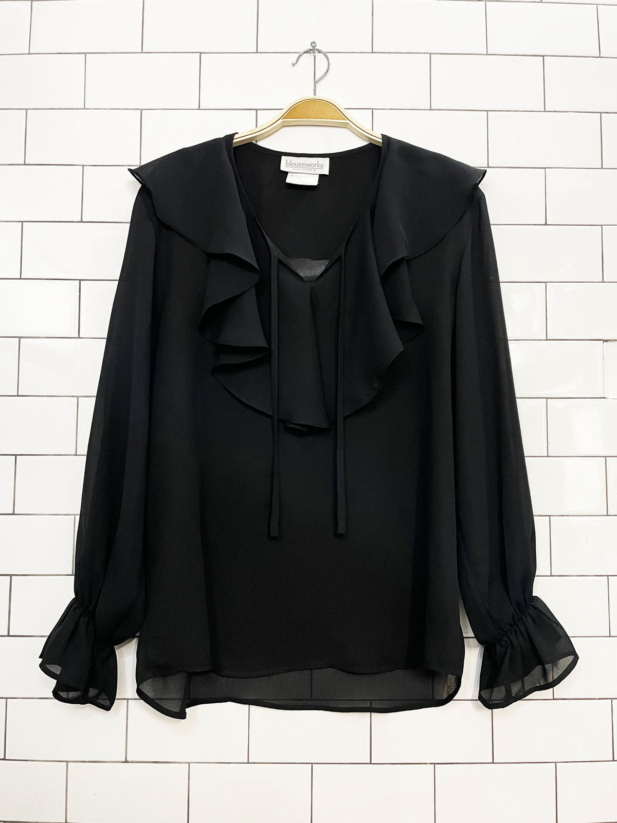 vintage blouseworks venture III ruffle v-neck sheer blouse | made in Canada